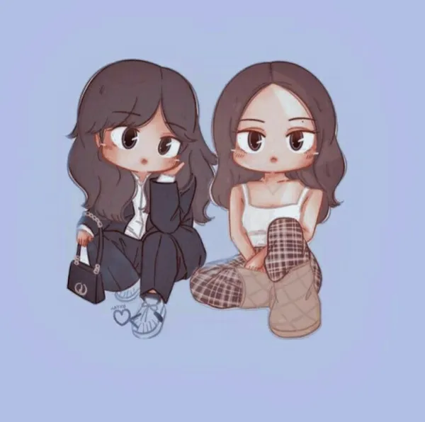 Ảnh Blackpink chibi Jisoo và jennie đáng yêu