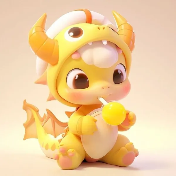 Ảnh Kawaii rồng chibi ngậm kẹo cute