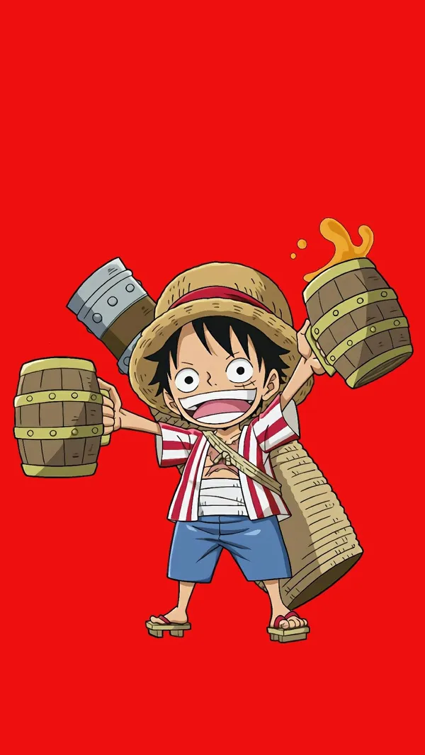 Ảnh Luffy chibi cầm bia đáng yêu