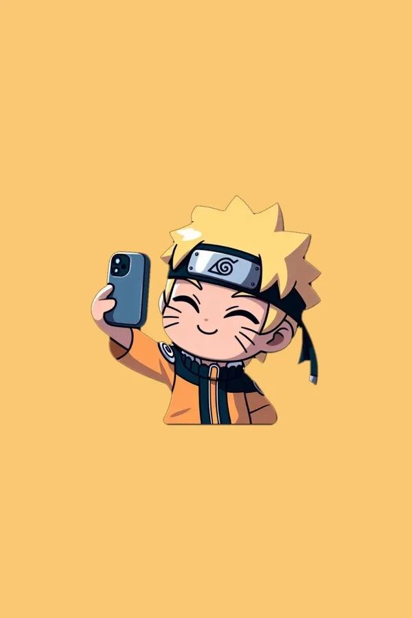 Ảnh Naruto chibi cute cầm điện thoại đẹp