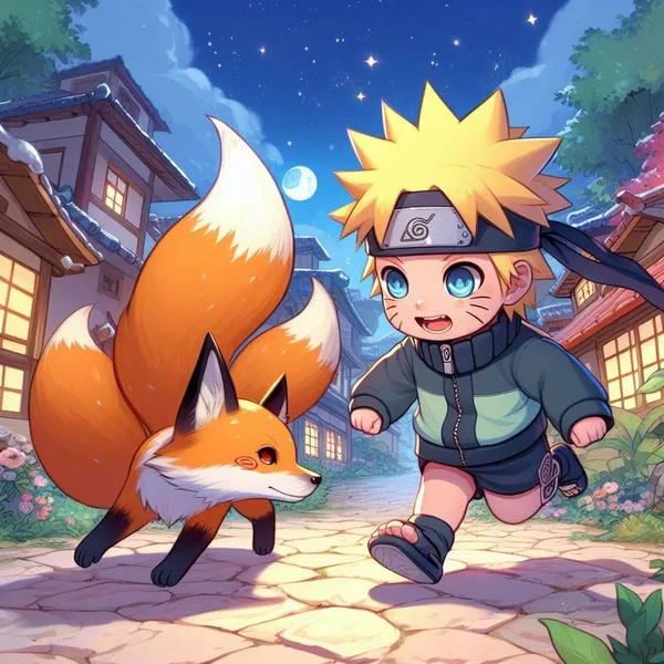 Ảnh Naruto chibi cửu vĩ dễ vẽ