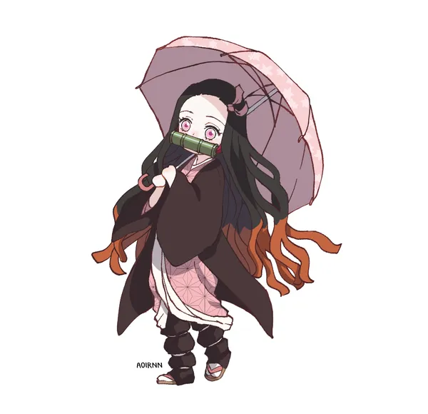 Ảnh Nezuko chibi che ô