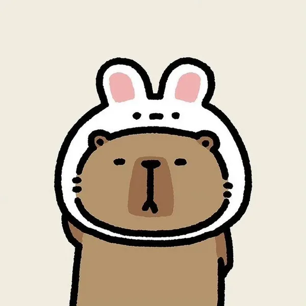 Ảnh avatar Capybara đội mũ thỏ chibi cute