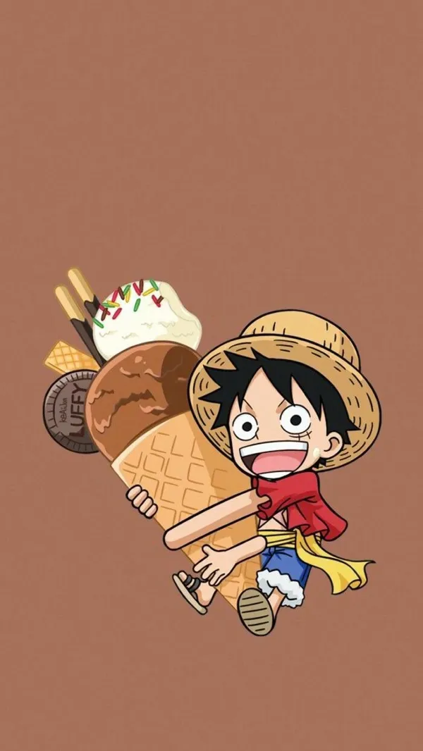 Ảnh avatar Luffy chibi ôm kem cute