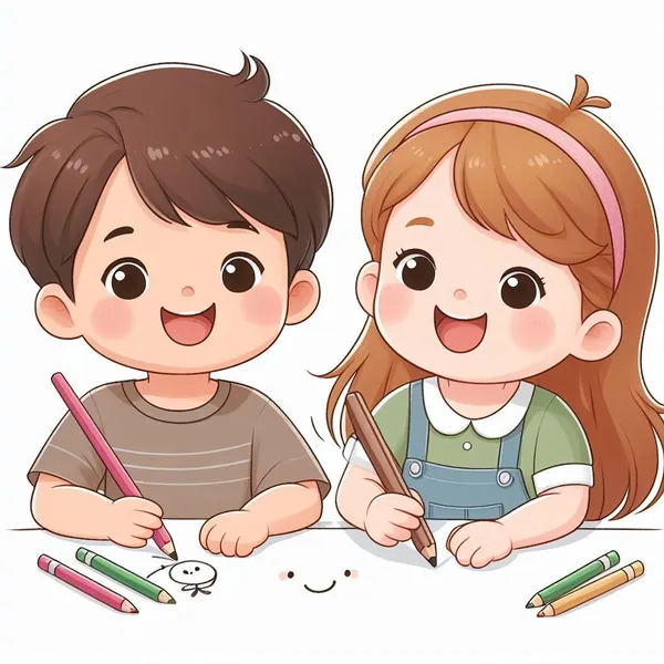 Ảnh học sinh chibi tập vẽ cute