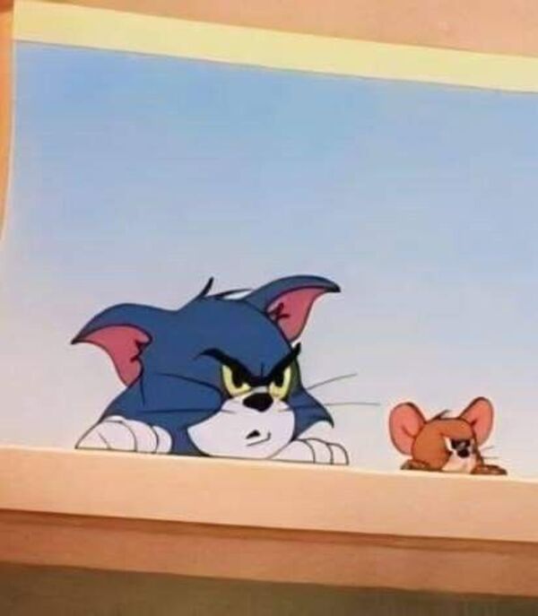 Ảnh tom and jerry meme nhìn đối thủ