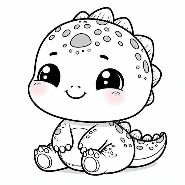 Ảnh tranh tô màu khủng long chibi mập ú