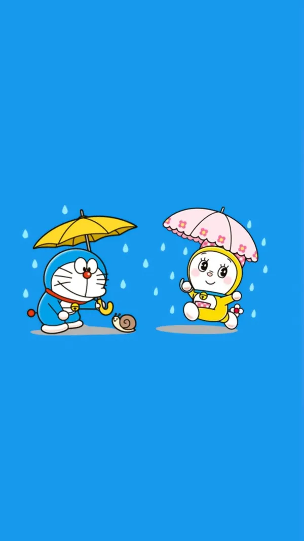 Avatar Doraemon và Doraemi nghịch mưa chibi