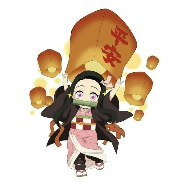 Avatar Nezuko chibi nghịhc đèn trời