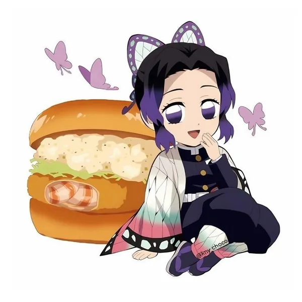 Avatar ảnh Shinobu chibi và bánh Hamburger