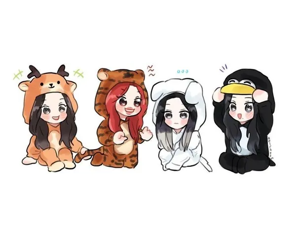 Blackpink chibi mặc đồ thú dễ thương