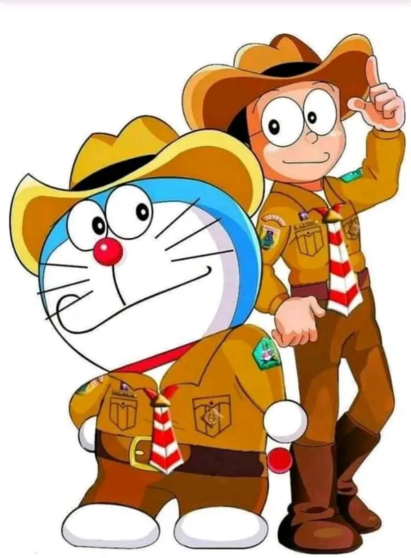 Doraemon chibi và Nobita mặc đồ cao bồi cực chất