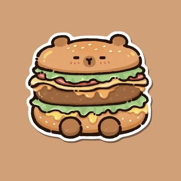 Hamburger Capybara cute chibi