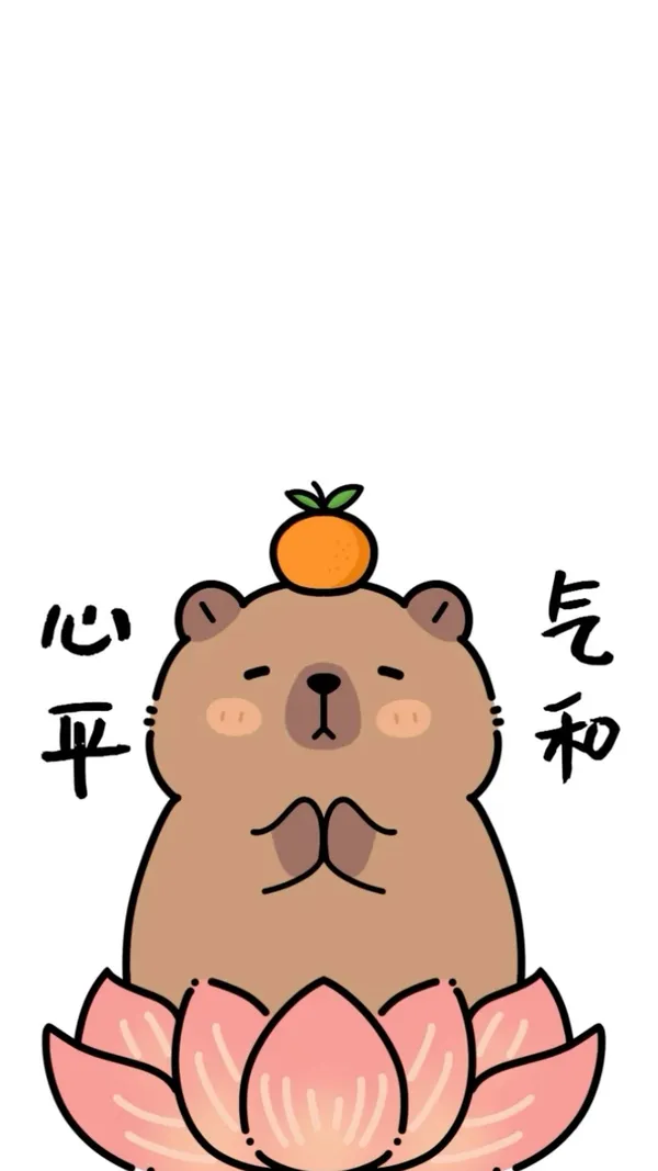 Hình nền Capybara ngồi tịnh tâm trên hoa sen chibi cute