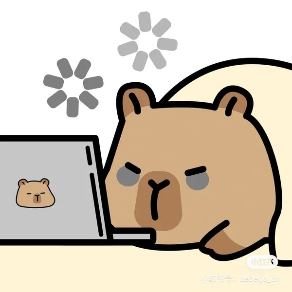 Hình Capybara ôm máy tính chibi siêu cute