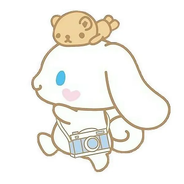 Hình ảnh Cinnamoroll chibi đeo máy ảnh