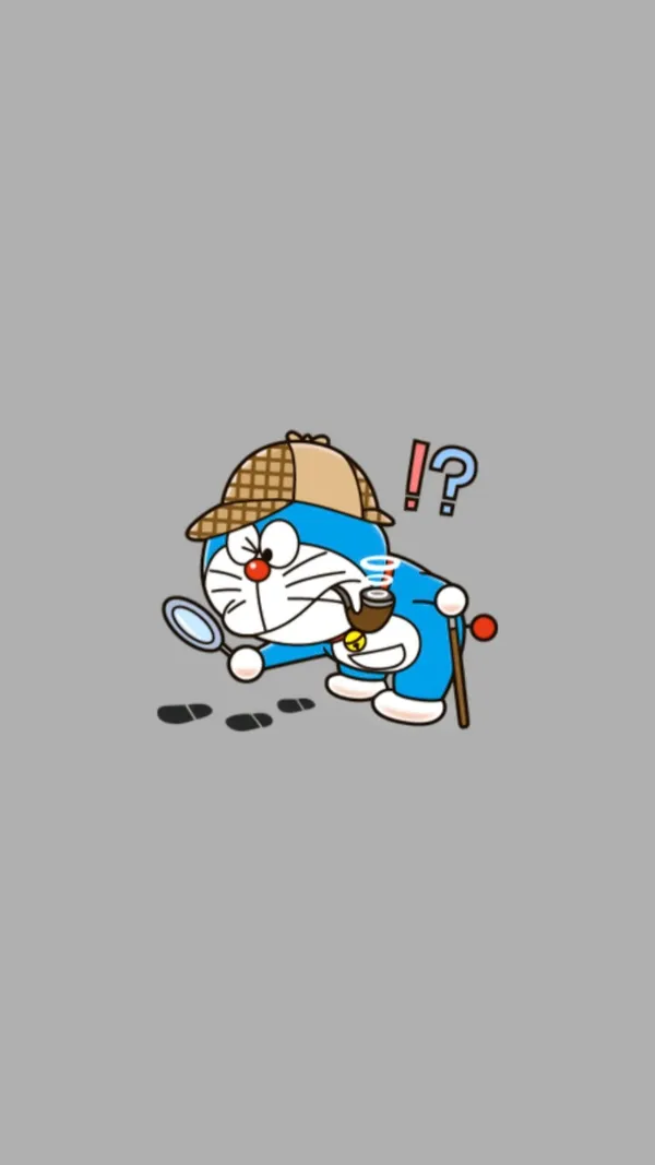 Hình ảnh Doraemon chibi cầm kính lúp đơn giản dễ vẽ