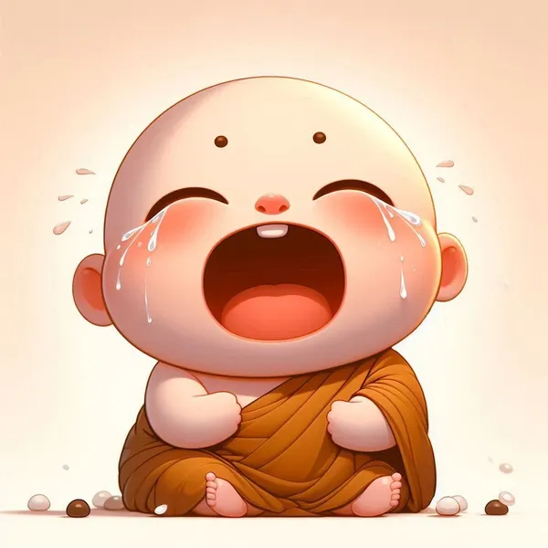 Hình ảnh chú tiểu hòa thượng chibi khóc