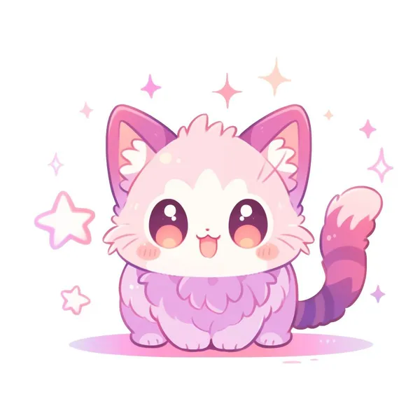 Hình ảnh mèo hồng chibi cute