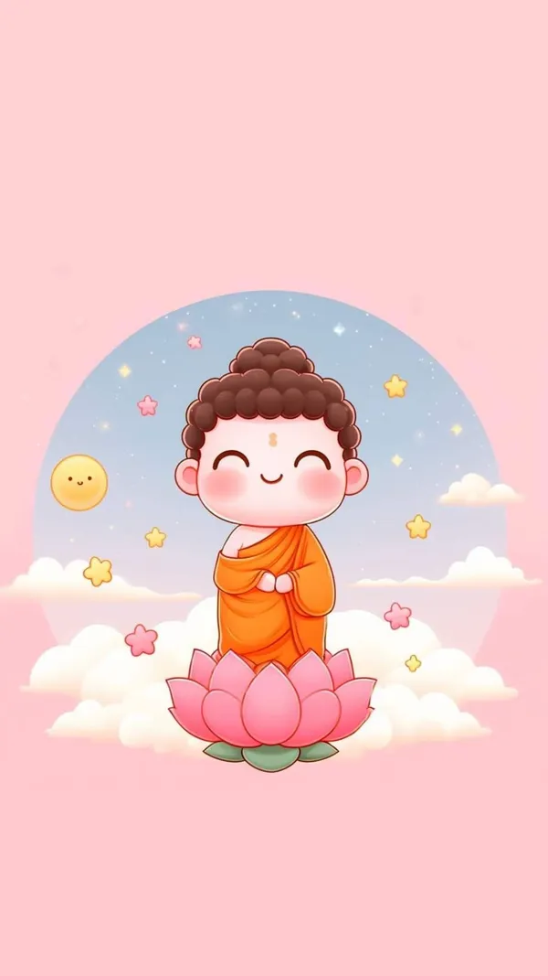 Hình chú tiểu phật chibi mỉm cười