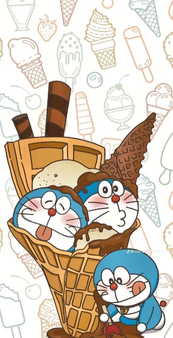 Hình kem Doraemon chibi cute