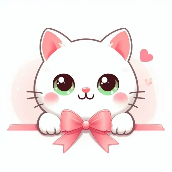 Hình mèo trắng chibi cute đơn giản