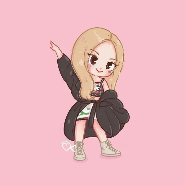 Hình nền Blackpink chibi Rose dễ vẽ