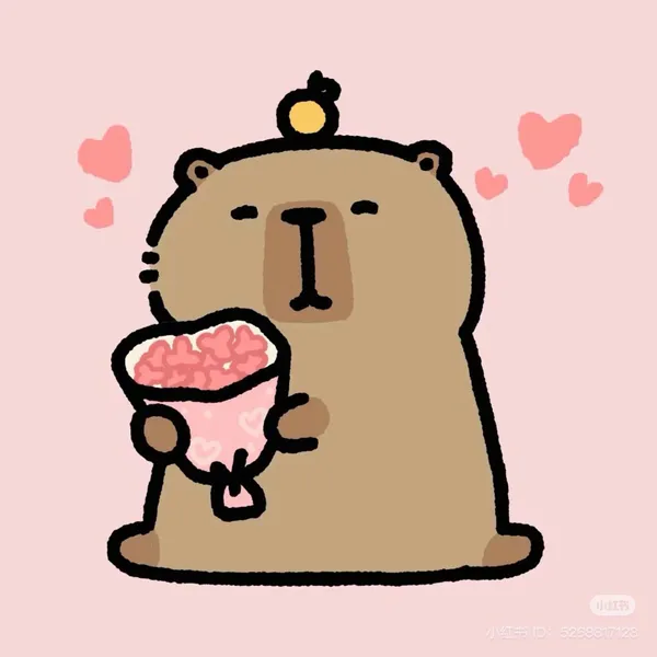 Hình nền Capybara cute chibi cầm hoa