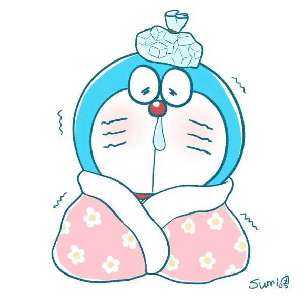 Hình nền Doraemon chibi bị ốm