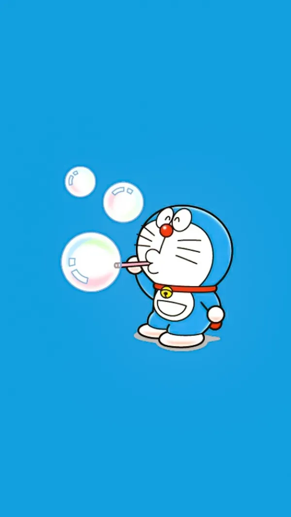 Hình nền Doraemon chibi thổi bong bóng