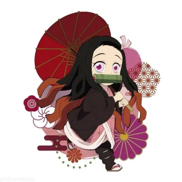 Hình nền Nezuko chibi cầm ô