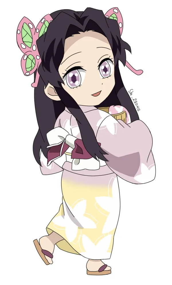 Hình nền Shinobu chibi mặc kimono cute