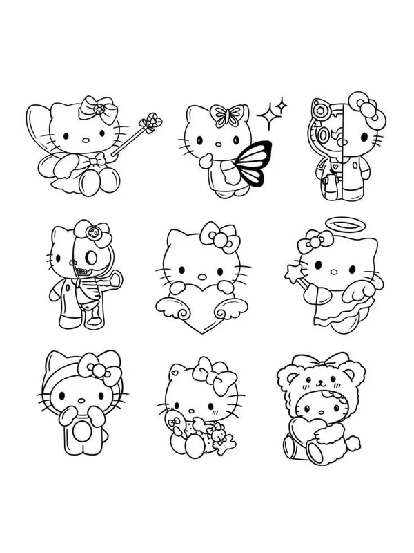 Hình tô màu sticker hello kitty