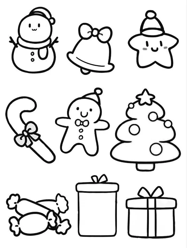 Kawaii tô màu sticker trang trí noel