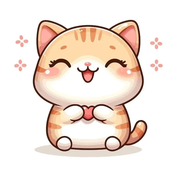 Mèo chibi ôm trái tim cute dễ vẽ