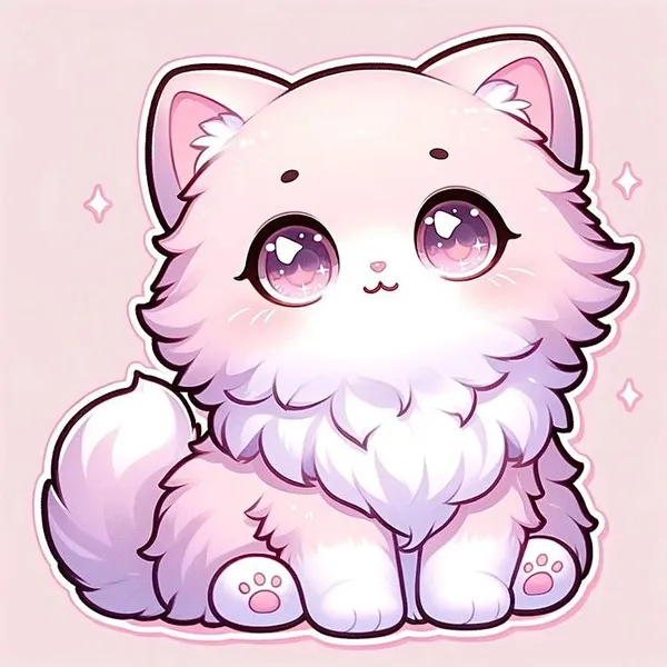 Mèo lông xù chibi dễ thương