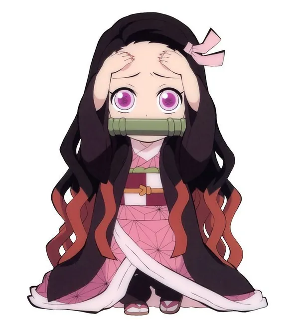 Nezuko chibi lo lắng dễ thương