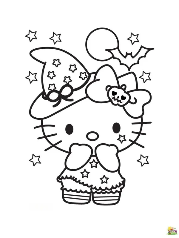 Tô màu Hello Kitty phù thủy ngộ nghĩnh