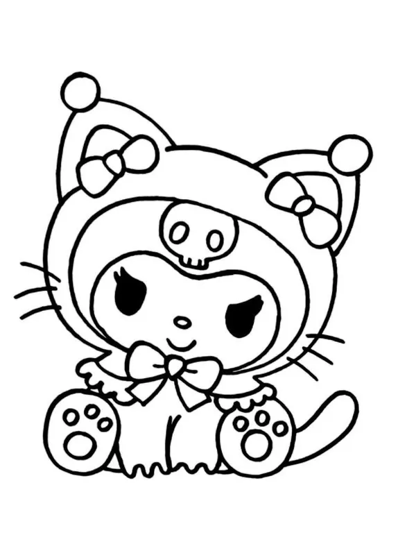 Tô màu Kuromi Hello Kitty dễ thương