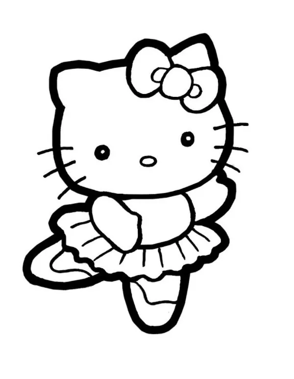 Tranh tô màu Hello Kitty múa bale cho bé