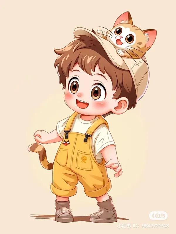 chibi nam đội mũ con mèo cute