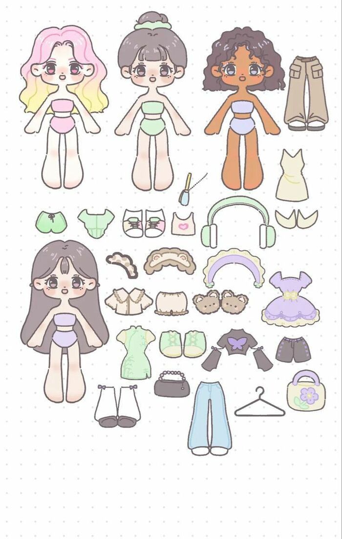 Ảnh chibi paper doll cute