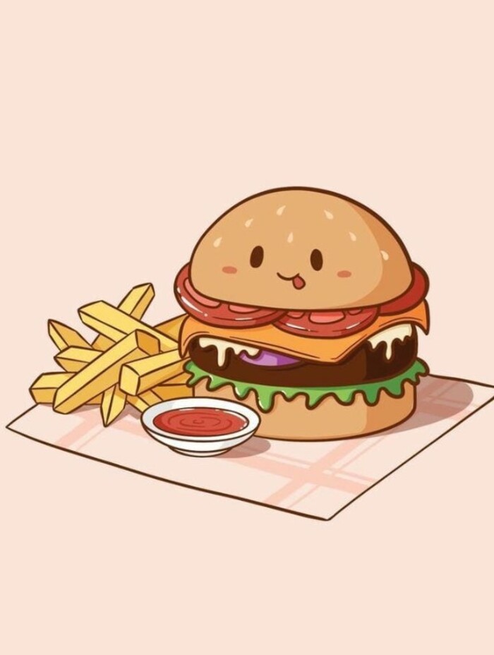 Ảnh đồ ăn chibi hamburger