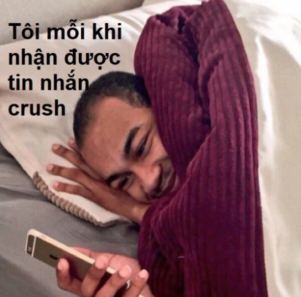 Ảnh meme ngại khi nhận tin nhắn từ crush