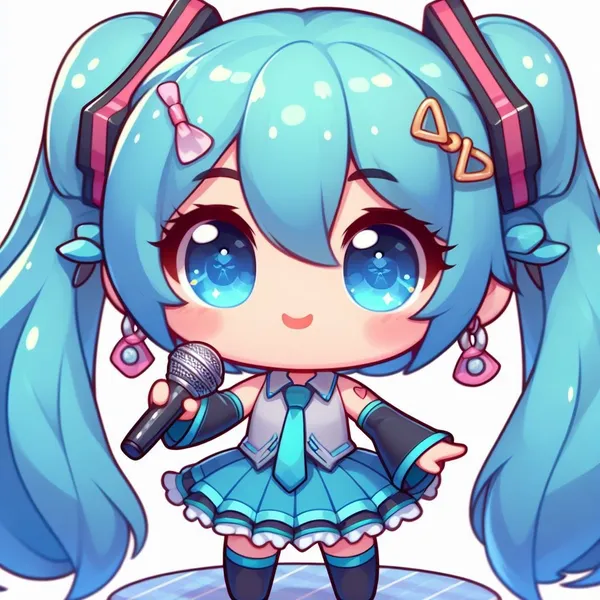 Avatar Miku chibi cầm mic cute