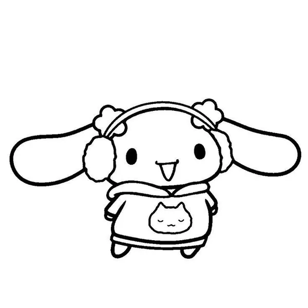 Hình tô màu Cinnamoroll đeo tai nghe cho bé