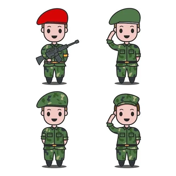 Hình vẽ chibi chú bộ đội cute