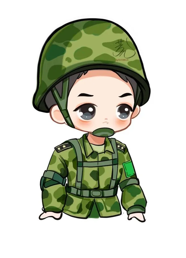 Hình vẽ chibi chú bộ đội đáng yêu