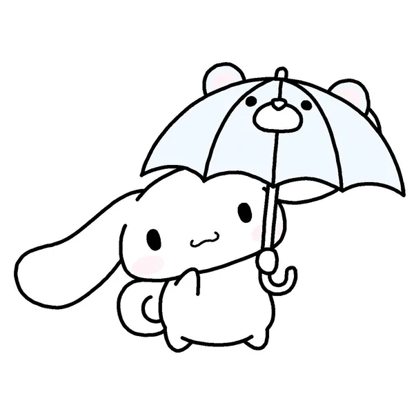 Tranh tô màu Cinnamoroll cầm ô cute